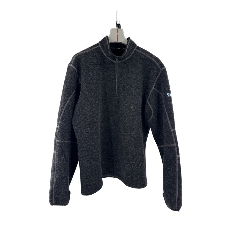 Kuhl Pullover Mens XXL Gray Interceptr Quarter Zip Wool Blend ThermoKore Fleece